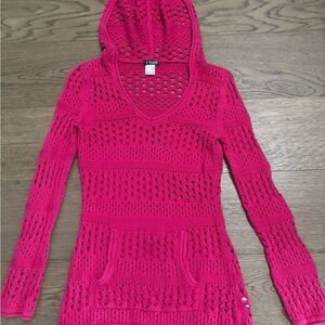 VENUS Hot Pink Knit Hoodie Sweatshirt